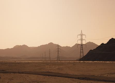 Power lines in the desert